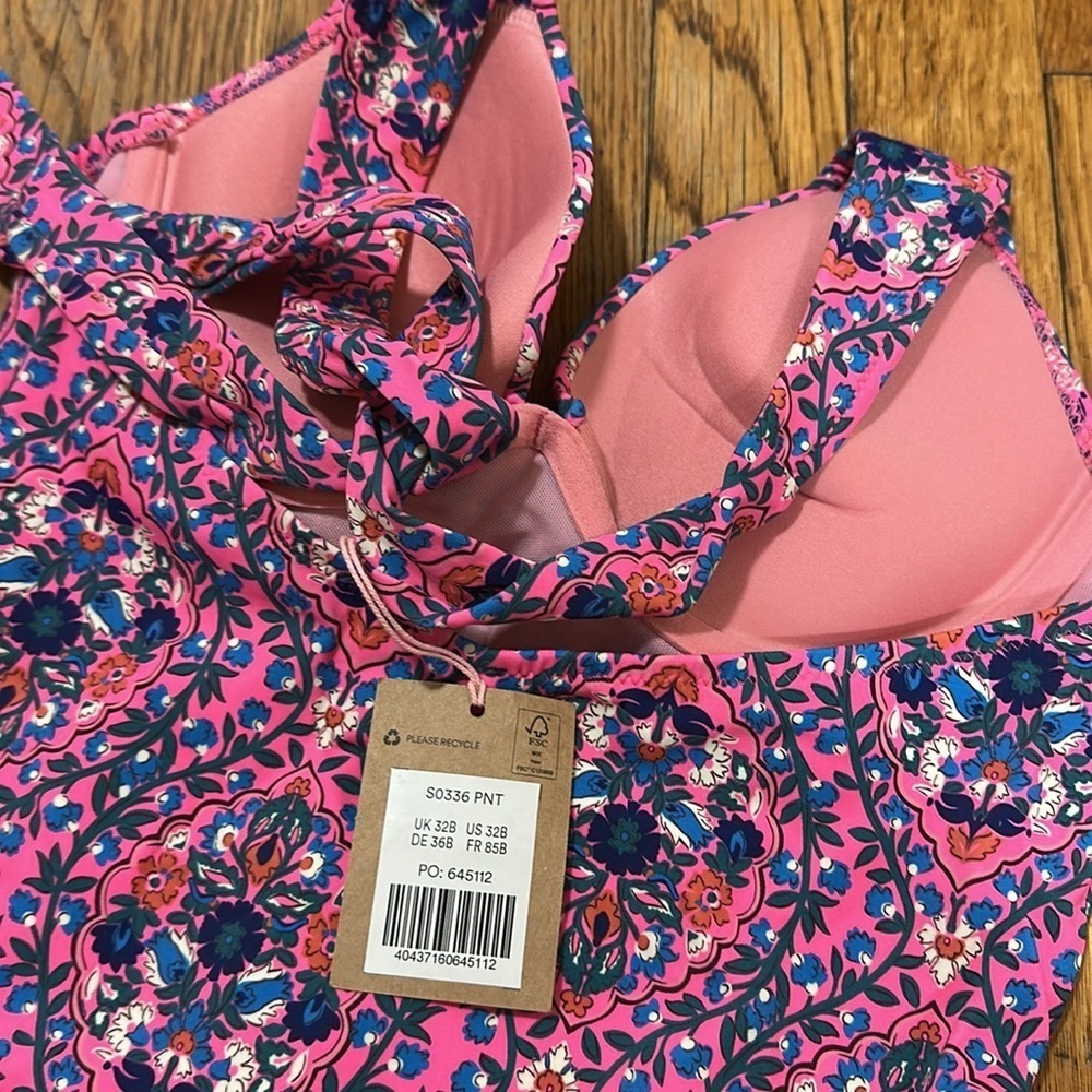 NWT Boden Enhancer underwire swimsuit one piece floral vine pink terrace 32B 32C - Picture 5 of 7